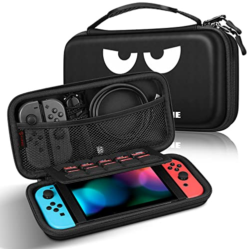 FINTIE Tasche für Nintendo Switch 2017/Switch OLED Modell 2021 | Tragetasche Aufbewahrungstasche Case mit 10 Spielkartenhaltern und Haltegurt für Nintendo Switch Konsole und Zubehör