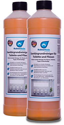 KaiserRein Urinsteinentferner Extra Stark, Sanitärgrundreiniger für Toilette und Fliesen, Toilettenreiniger extrem stark Profi-Sanitärreiniger gegen Kalk & Rost, 2 x 1 L, Made in Germany