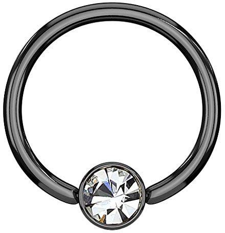 Piercingfaktor BCR Tragus Ohr Piercing Klemmkugelring Flache Kugel mit Kristall