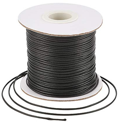 Craftdady Rolle aus gewachstem Polyester-Kordel für Perlen und chinesische Knoten - Schmuckherstellung, Makramee, Kumihimo - Schwarz (78 m x 1 mm)
