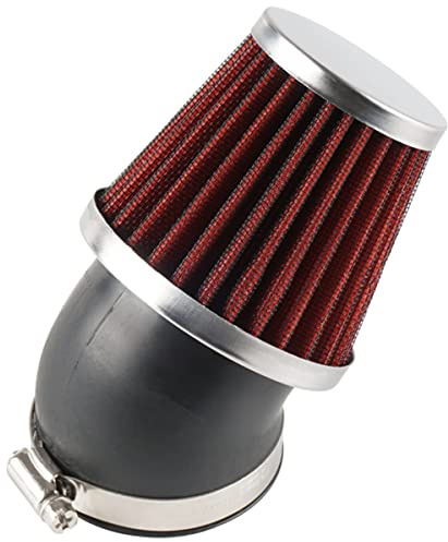 Evermotor 41/42/43 mm universell 45° gummigrenrör dubbla lager stål sportluftfilter luftfilter för motorcykel skoter ATV moped skoter röd