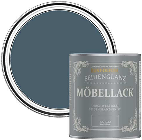 Rust-Oleum dunkelblau Möbelfarbe mit Seidenglanz-Finish, geruchsarm und wasserbasiert für Innenholz - Blaupause 750ML