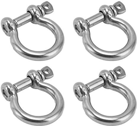 Fafeicy 4Pcs Schraube Pin Anker Schäkel, 304 Edelstahl D-Ring Bogenform Anker Lastklemme für Bergbaumaschinen Forstmaschinen Landtransport(M5), Kette