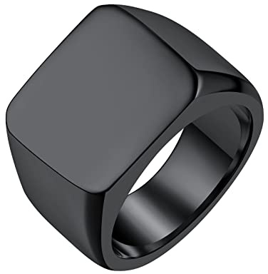 FindChic Siegelring Herren Personalisierte Edelstahl Ringe im quadratischen Stil deales Erinnerungsgeschenk für Mann