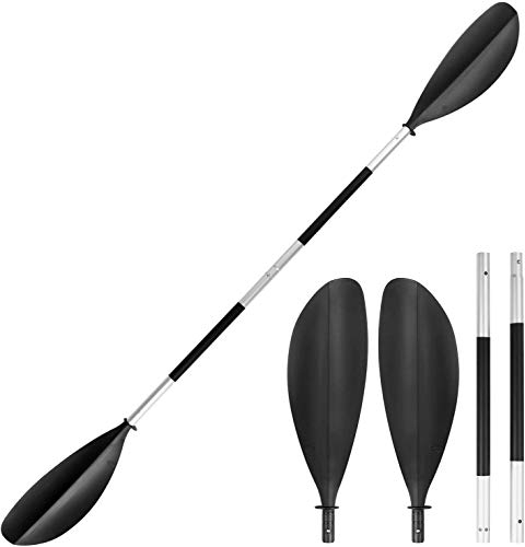 TSTSM Kajakpaddel 220 cm Premium-Paddel mit verstärkten Glasfaserblättern 4-teiliges verstellbares Kajakpaddel Zubehör für Wassersport Schwarz