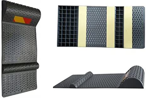 Einparkhilfe Radstopper Parkmarkierung Parkmatte 53x25x5 cm mit Bremsschwelle Reflexstreife selbstklebend Positionsmatte Autostopper rutschfest perfekt für Garage