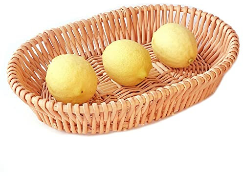 Grande corbeille à pain en osier de 35,1 cm faite à la main pour cuisine, comptoir de salle de bain (35,1 cm)