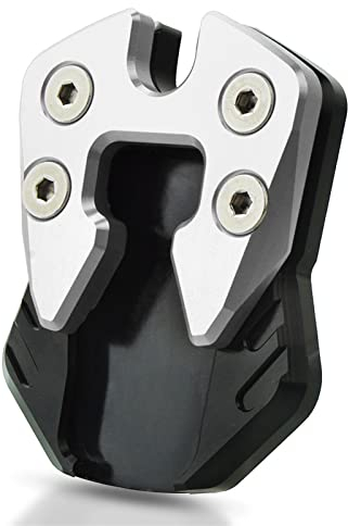 DOLOX Seitenständer-Vergrößerungs-Seitenständer-Auflage-Verlängerungs-Stützplatte Für YH N-MAX NMAX 125 155 NMAX155 NMAX125 2015 2016 2017 2018 2019 Schuh MotorradstäNder(Black Silver)