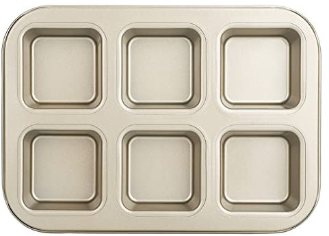 Beasea Moule à brownie - Moules à pâtisserie - 1 lot de 6 cavités carrées antiadhésives - En acier au carbone - Pour brownies, muffins, gâteaux, gâteaux au fromage, cupcakes, brownie - 2 x 3 cm