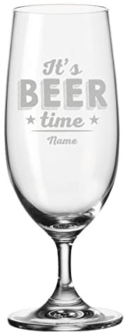 Leonardo Bierglas mit Gravur - It's Beer time - Personalisiert mit Namen - Biertulpe als Geschenk für Bierkenner - Geschenkidee für Männer zum Geburtstag - Geschenke für Papa zum Vatertag - 280 ml