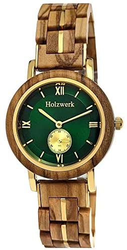 Holzwerk Germany Handgefertigte Designer Damen Uhr Öko Natur Holz Braun Blau Grün Rot Rosa Holz Armband Analog Klassisch Quarz