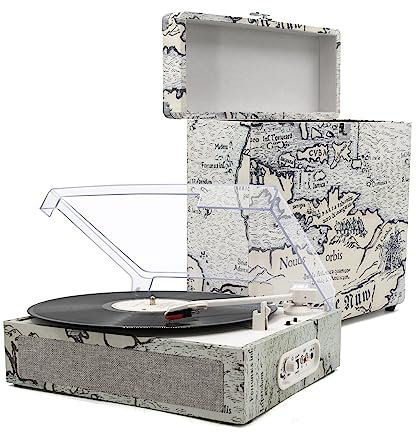 Reproductor de Discos de Vinilo con Altavoces Integrados, Utilizado para Discos de Vinilo de 3 velocidades de transmisión por Correa Vintage, Compatible con RCA out AUX, con Caja de grabación