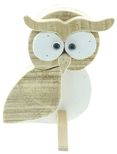 FRANK FLECHTWAREN Eule, Dekofigur aus recycletem Holz, Figur Eule, Maße: Höhe 20 cm
