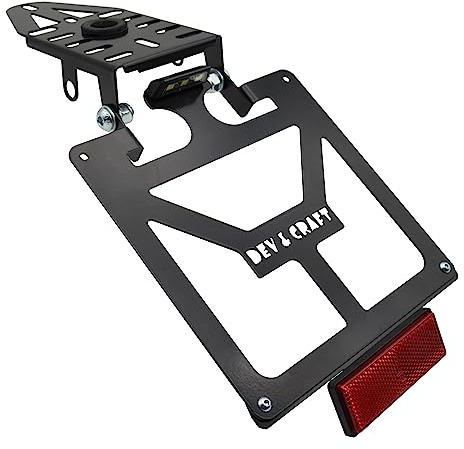 Portatarga Benelli Leoncino 800 Pieghevole Reclinabile Regolabile con Luce Targa LED (Verniciatura Nera Luce Targa Bianca + Catadiotro)