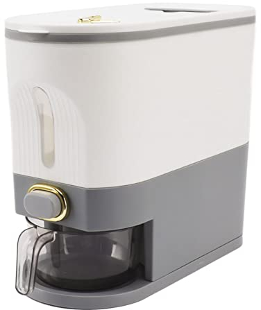 Scatola Dispenser per Riso di Grande capacità con Misurino, Contenitore Ermetico per Alimenti per L'organizzazione della Cucina (Grigio S 5L)