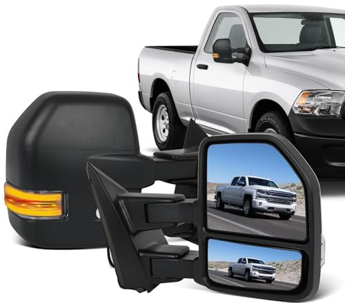 ECCPP Towing Mirrors Fit For 2015-2020 For Ford For F150 Pickup Truck Power Adjusted Heated Turn Signal Light Temperature Sensor Black Cap Housing A Pair driver And Passenger Side