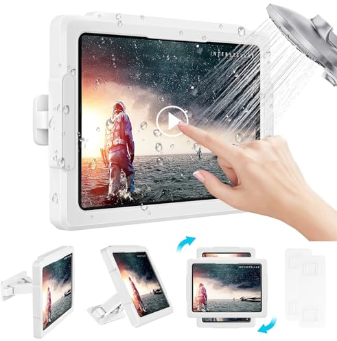 MoKo Support de Tablette de Douche, Extensible, étanche, Compatible avec Tous Les appareils jusqu'à 11, Rotation à 360°, écran Tactile Anti-buée, 2 Modes de positionnement, pour Salle de Bain et