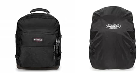 EASTPAK ULTIMATE Rucksack, 27 L - Black (Schwarz) & Cory Rucksack-Regenschutz, 27 L - Black (Schwarz)