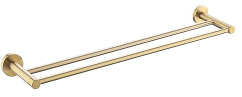 Generisch Doppelter Handtuchhalter, Einzelstange, 304 Edelstahl, hängende Badezimmer-Hardware, gebürstetes Gold, 60 cm