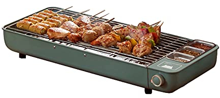 Parrilla eléctrica portátil, Parrilla eléctrica de Mesa, Parrilla eléctrica sin Humo con Bandeja de Goteo incorporada, Parrilla Interior