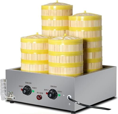 GFXYQPDNV Electric Insulation Steaming Pots, Four-Hole Steamed Buns Machine, Commercial Food Bread Buns Steaming Steamer
