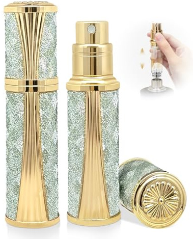 ASADAYS Parfümzerstäuber, Reiseflasche, nachfüllbare Bodensprühflasche, Mini-Größe, luxuriös, modisch, glänzend, 5 ml, gefüllt, auslaufsicher (Sonderanfertigung, Starlight Silver Sand)