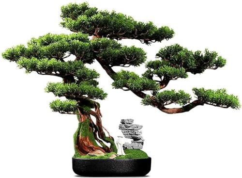 XFQZJG Künstlicher Zypressen-Bonsai-Simulationsbaum, 18,89 Zoll, künstliche grüne Topfpflanze für Heim- und Gartendekoration – lebensechter künstlicher Baum für den Innen- und Außenbereich