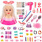 deAO Schminkpuppe Frisierkopf für Kinder, Frisierkopfpuppe mit Haartrockner Frisierpuppenkopf für Prinzessinnenpuppen Zubehör für Haare & Make-up, Spielzeug für Mädchen ab 3 Jahren