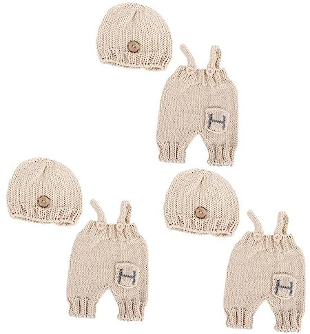 VALICLUD 3st Requisiten Für Die Babyfotografie -Strick-Foto-Outfit Fotografie Anzug Für Kleinkinder Gestrickte -Outfits Kleinkindkleidung -weihnachtsoutfit Strickset Acryl Beige