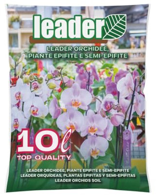 LEADER, Terriccio Per Orchidee, Adatto a Tutte le Varietà, Garantisce Aerazione delle Radici, Drenaggio, Apporto di Nutrienti, Crescita Sana e Rigogliosa, Formato da 10l