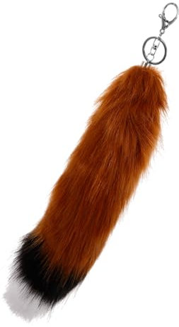 CALLARON Künstlicher Fox Tail Schlüsselanhänger Farbverlauf Dekorativer Taschenanhänger Weich Flauschig Langlebig Schlüssel Deko Geschenk Frauen Freundin