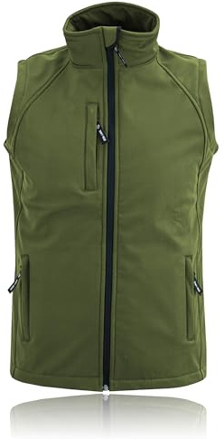 Mens Softshell Gilet Water Repellant Durable Wind Resistant Jacket- Perfect for Outdoor Activities Walking Hiking Camping Running Bodywarmer (UK, Alpha, L, Regular, Regular, Olive Green)