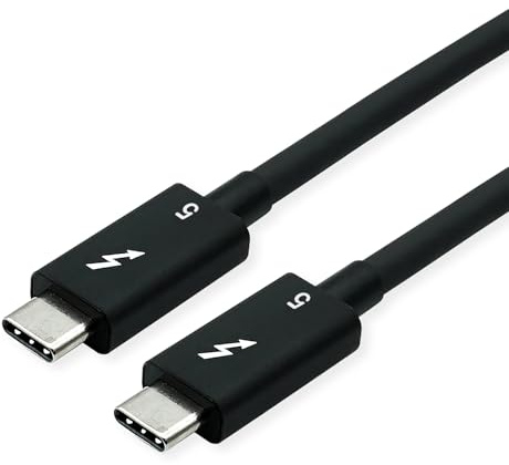 ROLINE Thunderbolt™ 5 kablar, C-C, ST/ST, 80 Gbit/s, 240 W, passiv, svart, 1 m