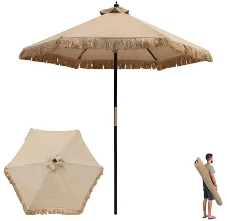 ZIHQRgE Ombrellone di Paglia da 210 cm Ombrellone da Spiaggia in Stile Hawaiano con 6 Stecche, Ombrellone per Giardino, Piscina, Terrazza