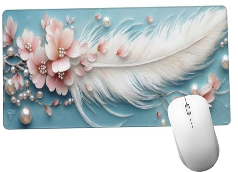 Rosa Alfombrilla Ratón 600x300x3mm Alfombrilla Raton XXL Grande con Base de Goma Antideslizante, Lavable, Accesorios Gaming Pluma, Ordenador Gamer Regalos, Mouse Pad Gaming Mejora La Velocida Y1060