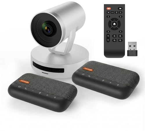 Nuroum Sistema de Cámara Web para Conferencias, 5X Zoom Óptico, Cancelación de Ruido, Autofocus, Sistema de Videoconferencia, PTZ Webcam 1080P, Altavoces Bluetooth para Conferencias en Salas Grandes