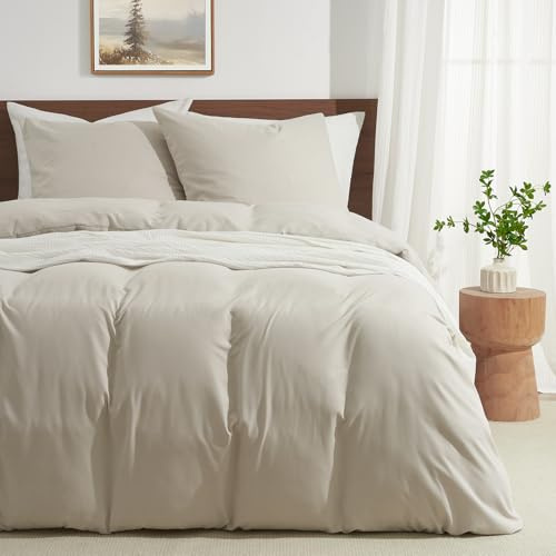 WohlNest Ropa de Cama 240x220 Beige Lino - 1 Funda Nórdica 240x220 + 2 Fundas de Almohada 65x65 cm, ÖKO-Tex Juegos de Cama Microfibra Beige Económico