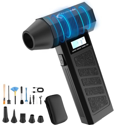 Elektrische Staubgebläse 150000RPM, 4-Gang Druckluft Compressed Air Duster mit 6000mAh Akku, Mini Gebläse Akku Reinigungsset für PC, Tastatur, Haus, Outdoor und Auto (schwarz)