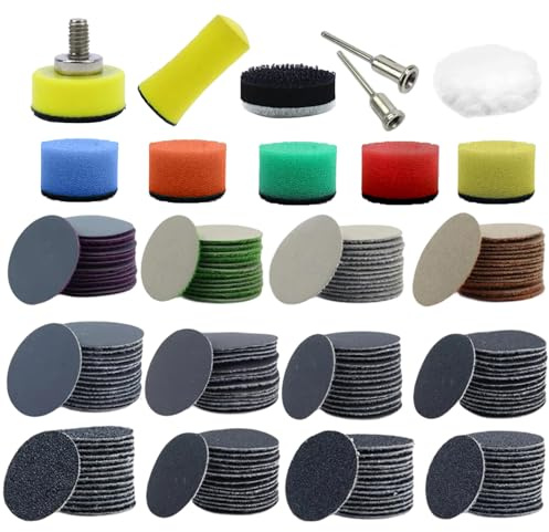 Qwrqwr 33mm Wet Dry Round Pads Drill Sanding Attachment Kit Rotary Tool Accessories for Wood Metal Polishing Resin Wood Metal and Jewelry Drilling