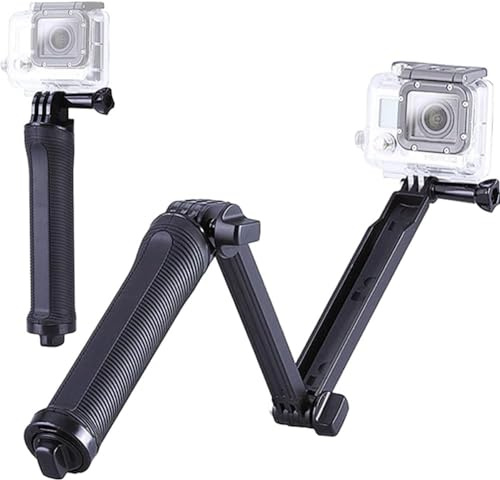 ALILUSSO Selfie-Stick für GoPro, faltbare Stange, 3-fach verstellbarer Selfie-Stick, Verlängerungsgriff, kompatibel mit GoPro Hero 13, 12, 11, 10, 9, schwarz, Akaso, DJI Osmo Action-Kamera