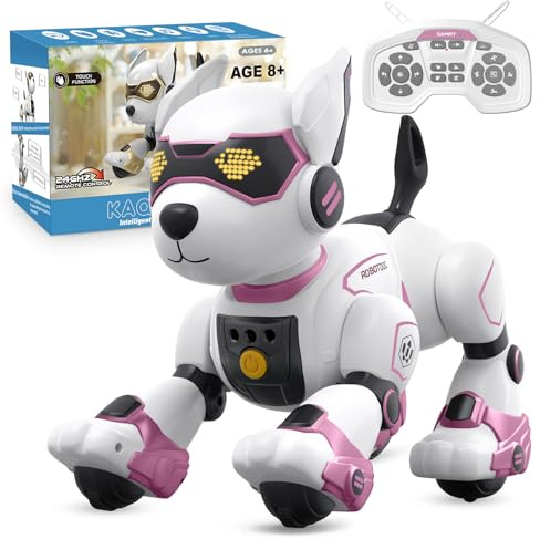 PRANITE Cane Robot per Bambini, Robot Cane Programmabile e Telecomandato, Giocattolo Interattivo Ricaricabile con Controllo Vocale e Gesti, Musica e Danza, Idea Regalo per Bambini e Bambine