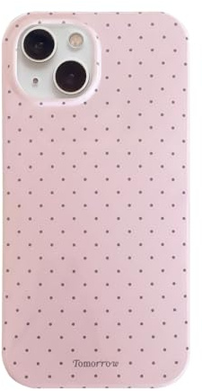 Reownest fodral för iPhone 15 med gulligt prickigt mönster estetisk design, enkelt snyggt mjukt TPU-skyddande telefonskydd för iPhone 15 – rosa