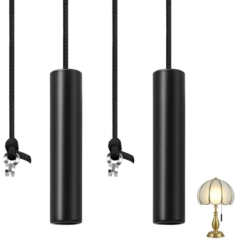 2 Pcs Bathroom Pull Cords, Black Zinc Alloy Light Pulls with 1.5m Cords