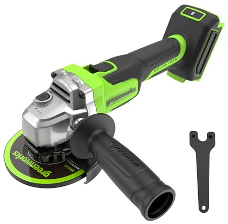 Greenworks 24V Akku-Winkelschleifer, 125 mm Scheibe, 8500 U/min, 700 W bürstenloser Motor, links- und rechtsverwendbar, ohne Akku & Ladegerät, AG370