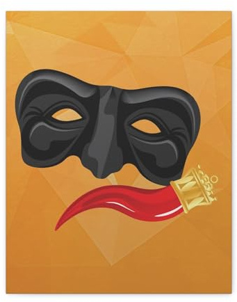 Quadro su Tela Pop NAPOLI MASCHERA PULCINELLA 'CURNICIELL' - Stampa XL Minimalista Bianco/Nero con Accenti Rosa - Arredo Murale Luxury Statement per Appartamento Moderno IDEA REGALO NATALE NATALIZIA