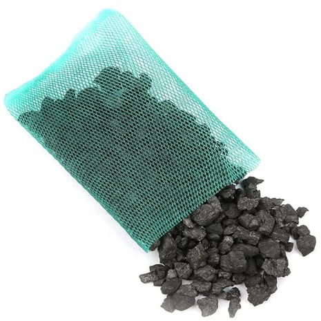 Média Filtrant à Charbon Actif pour la Purification de l'eau des Aquariums, Charbon de Noix de Coco de Haute qualité, Forte Absorption, Améliore la qualité de l'eau, 3 Sacs en Filet, Couleur