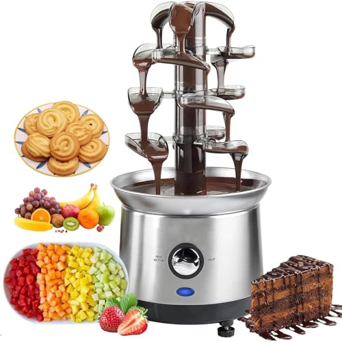 Macchina Fontana Di Cioccolato A 4 Livelli, Capacità 2,6 Lb, Scioglitore Elettrico In Acciaio Inox Con Riscaldamento E Flusso Automatico Per Matrimoni E Feste