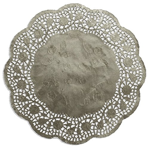 Tårtspets, spetspapper rund, präglad, 100 stycken (silver, Ø 26,7 cm)