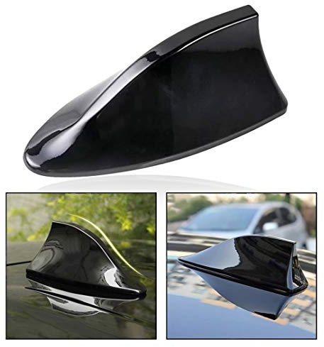 OFKPO Antenna Aletta di Squalo Universale per Auto, Tetto Aerea Segnale Radio AM FM Fine con Adesivo, Nero