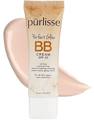purlisse Perfect Glow BB Cream SPF 30: Clean & Cruelty-Free, Medium Flawless Coverage, Hydrates with Jasmine (FAIR)